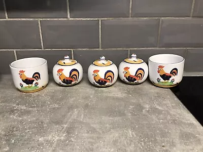 Buy 5 X Herend Village Rooster Hand Painted 3 X Sugar Boll With Lidded And 2 X Boll • 30£