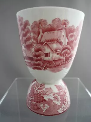 Buy Woods & Son Double Egg Cup English Scenery Pink Red Transferware Woods Ware • 32.62£