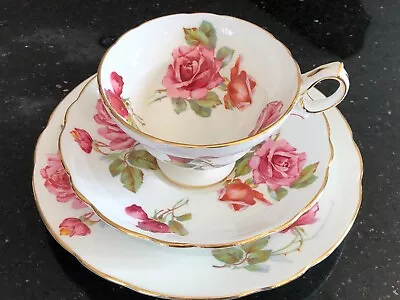 Buy Antique Hammersley Pink Cabbage Rose Tea Trio • 40£