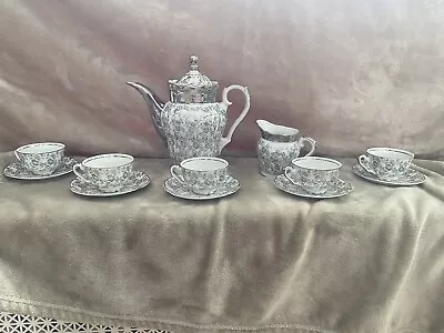 Buy Vintage Bavaria China Tea/Coffee Set Silver And White Floral • 130.70£