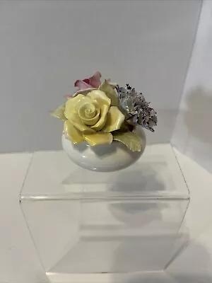 Buy Royal Adderley Bone China 3 Flower Bouquet Small White Vase Hand Painted England • 18.17£