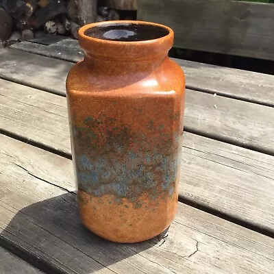 Buy Old Vintage Retro West German Scheurich Brown & Blue Glazed Square Vase 216 - 20 • 25£