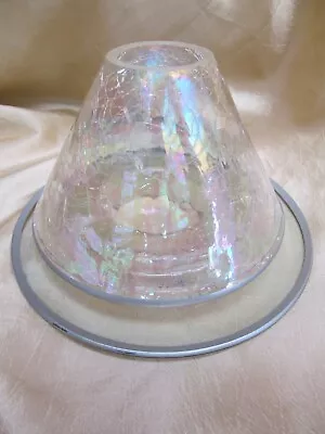 Buy Yankee Candle Crackle Glass Shade & Plate For Large Jar Holographic Shimmer • 8.95£