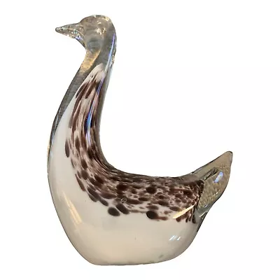 Buy Vintage 70s DECO Hand Blown Art Glass Swan Duck Bird Purplish Figurine 6.5” Tall • 16.73£
