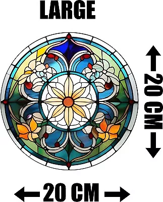 Buy Flower Stained Decorative Glass Effect Static Cling Window Sticker Colourful • 9.99£