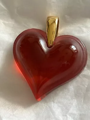 Buy Lalique Glass Red Heart Pendant, Beautiful Piece • 80£