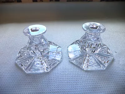 Buy Two Traditional Czech Cut  Crystal Glass Candlesticks • 20£