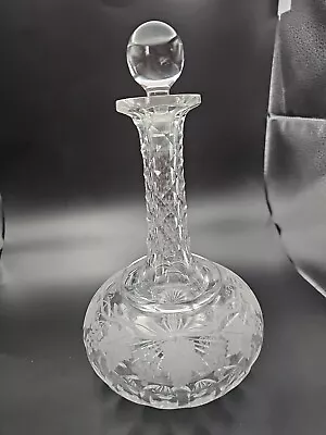 Buy Antique In Style Of Val St Lambert Cut Blown Glass Decanter Vine Etched • 49.50£