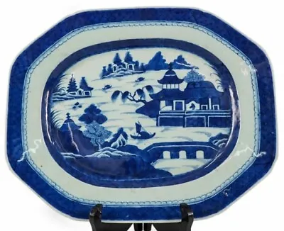 Buy Beautiful Antique  Blue & White Platter Chinese Village  • 520.02£