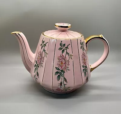 Buy Vintage Sadler England Art Deco Style Pink Gold Floral Decorated Ceramic Teapot • 121.32£