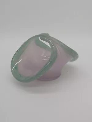 Buy Vasart Glass Pink And Green Basket Bowl • 21£