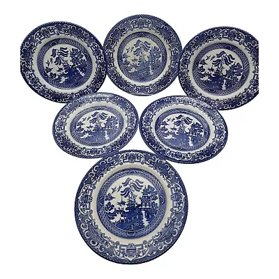 Buy English Ironstone Tableware Ltd Salad Plates X6 Old Willow Blue & White 17.3cm D • 24.99£