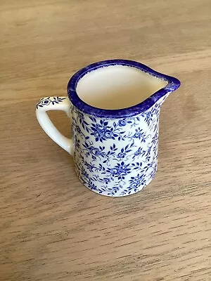Buy Hillchurch Pottery Staffordshire Hand Engraved Blue/White Milk Jug Floral Design • 8£