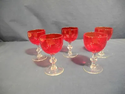 Buy 5 Colony Ruby Red Wine Glasses 4 3/8  Tall COL24 Pattern • 18.63£