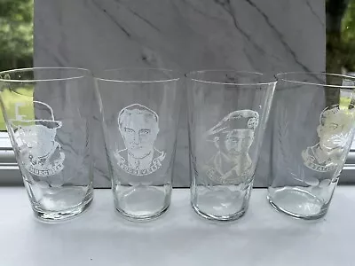 Buy WWII Commemorative Etched Glass Tumblers Churchill Roosevelt Montgomery Staline • 15£