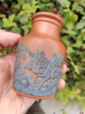 Buy Antique Terracotta Prattware Transferware Pottery Earthenware Jar Hunting Dogs • 15£