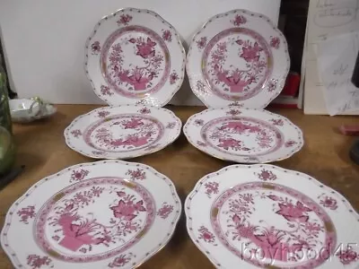 Buy Set Of 6 HEREND Bread/Cake Plates, Raspberry Indian Basket Pattern-7 3/8  • 302.88£