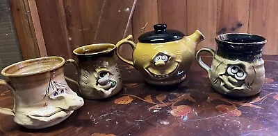 Buy Pretty Ugly Welsh Pottery Teapot And 3 Mugs • 25£