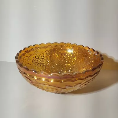 Buy Imperial Marigold Carnival Glass Bowl With Grape Pattern • 12.99£