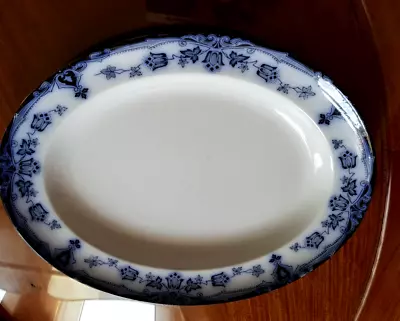 Buy Antique Alfred Meakin Serving Platter Dish : Bell Pattern @ Flow Blue : 16 X 13  • 60£