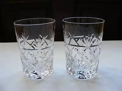 Buy Pair Of Crystal Glass Royal Brierley Whisky Tumblers 'Bruce' Pattern • 11.99£