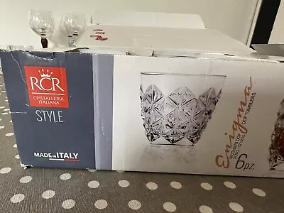 Buy RCR Royal Crystal Rock Cut Enigma Italy 12 Oz Whiskey Glasses Tumblers X 4 • 7.99£