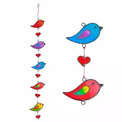 Buy Colourful Bird Stained Glass Sun Catcher Mobile - Beautiful Window Hanging - Ho • 18.51£