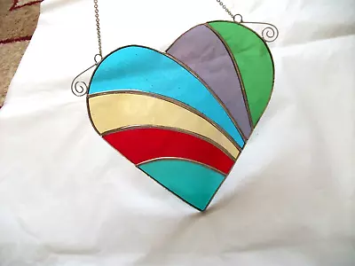 Buy Stained Glass Handmade Rainbow Heart Sun-catcher's / Window Decoration's • 22£