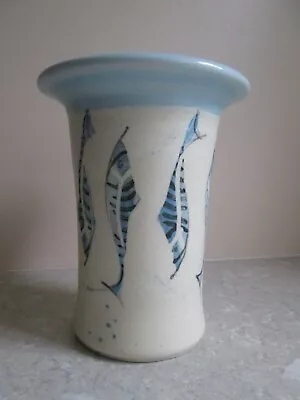 Buy Studio Pottery Vase - Fish Decoration - Signed - Cornwall ? • 9.99£