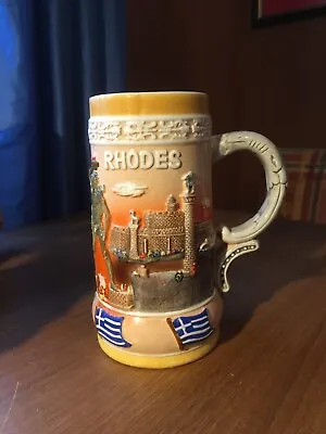 Buy Beautiful Made In Greece Glazed Pottery Two Pints Beer Stein/Tankard  RHODES  • 8£