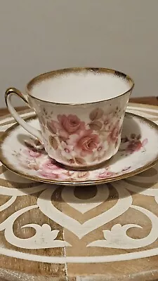 Buy Vintage Royal Sutherland Bone China Teacup And Saucer, Pink Roses, • 11.96£