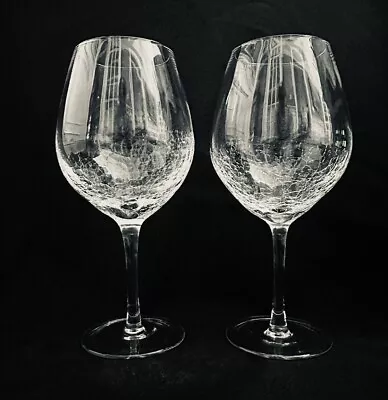 Buy Pair Of Discontinued Pier 1 Crackle Balloon Wine Glass Goblet Clear Excellent! • 46.59£