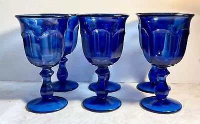 Buy Six  Vintage Imperial Glass Old Williamsburg Cobalt Blue Goblets • 56.02£