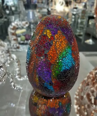 Buy Large Decorative Rainbow Glass Mosaic Egg, Ornament, Decor, 21cm. • 14.99£