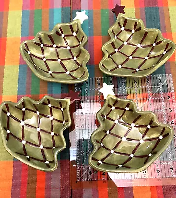 Buy 4 Pottery Barn Christmas Tree Dessert Candy Dishes Holiday Seasonal Appetizers • 28.89£