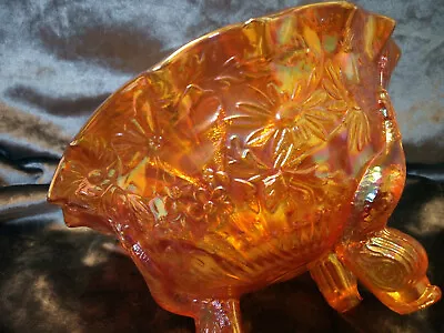 Buy Vintage Sowerby Carnival Glass Bowl With Dolphin Feet • 25£