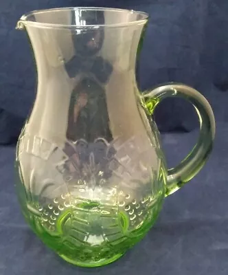 Buy Vintage Green Glass Fleur De Lis Lemonade Jug / Pitcher • 38£