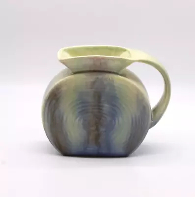 Buy SYLVAC Vase 1175 Rare Vintage Art Deco Flat Edge Jug Green Swirl Drip Glaze • 12.84£