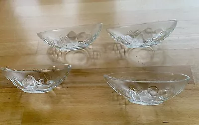 Buy 4 Vintage Retro French Glass Avocado Pear Tapas Dishes Textured With Fruits 15cm • 12.50£