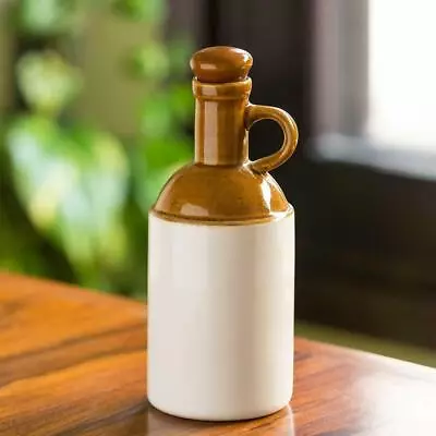 Buy Ceramic Oil Dispenser, 1 Litres, Brown And Off White • 36.10£