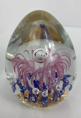 Buy Vintage Art Glass Teardrop Paperweight Pink, Blue & Gold - 8.5 Cm Tall • 6.50£