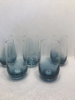 Buy Pier 1 Teal Blue Crackle Glass Highball Tumblers Glasses Set Of 5 • 82.94£