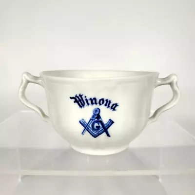 Buy Winona MN Freemasons Lodge #18 Porcelain Sugar Bowl Masonic China VTG Blue White • 13.92£