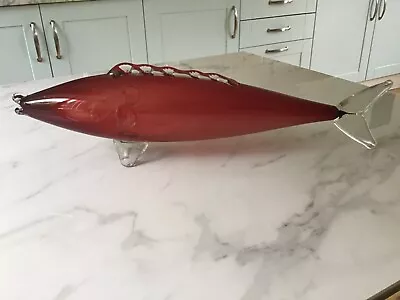 Buy Very Long Large Vintage Murano Red Glass Fish. • 15£