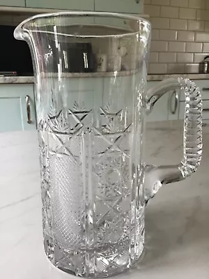 Buy Very Heavy Large Vintage Clear Crystal / Cut Glass Jug / Pitcher • 25£