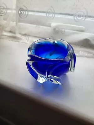 Buy Vintage Bohemian Glass Bowl Czech Blue • 8£