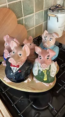 Buy Full Set Of 5 X Natwest Pigs Family Piggy Banks Money Boxes 1980s • 32£