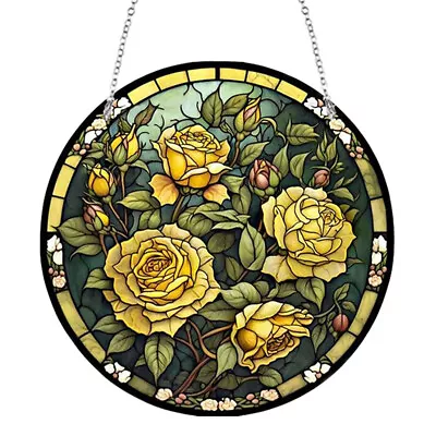 Buy Suncatcher Home Decoration Panel Stained Glass Rose Acrylic For Window Decor • 7.67£