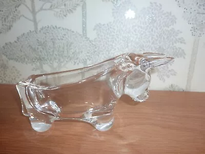 Buy Crystal Glass Bull Bon Bon Dish Vannes Le Chatel Signed On Base One Horn Chipped • 29.99£