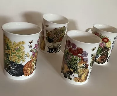 Buy VTG LOT 4 Dunoon  Sophisticats  10 Oz Coffee Tea Mugs Cats Flowers Sue Scullard • 45.66£